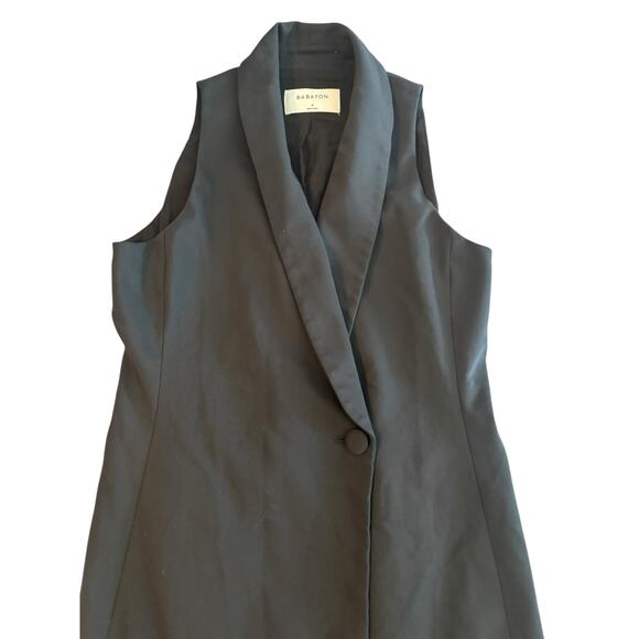 BABATON LONGLINE VEST FRONT BUTTON SIZE 4 BLACK NWOT - Picture 2 of 7